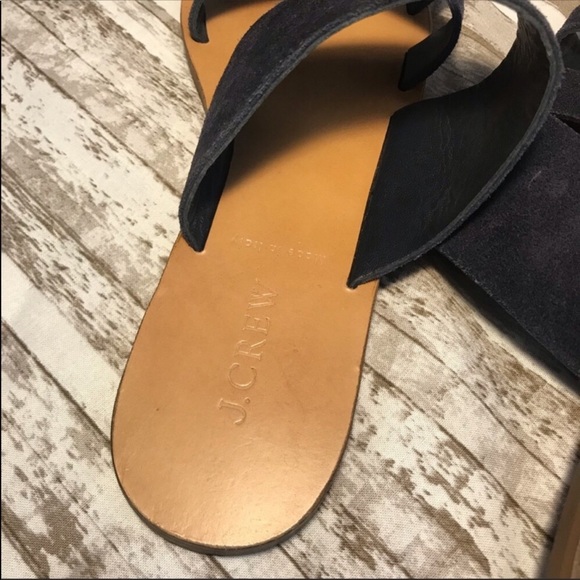 J crew leather navy blue sandal size 7 - Picture 2 of 4